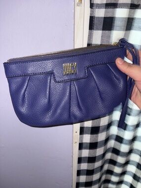 Juicy Couture Deep Purple Pebbled Leather Wristlet Clutch